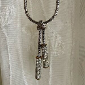 Silver Lariat Style Rhinestone Necklace